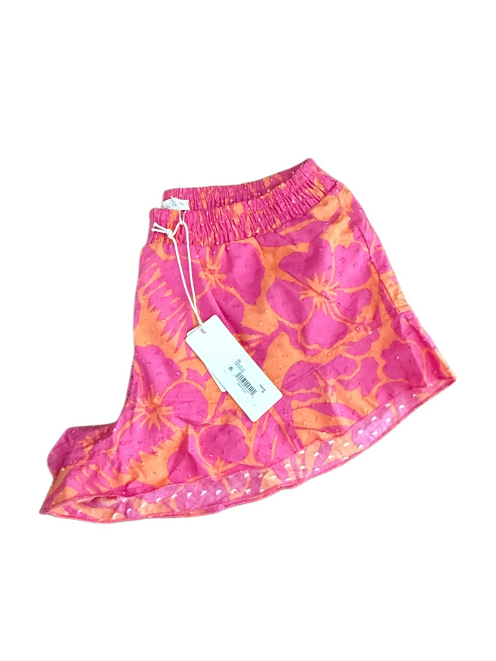 aerie Tropical Hawaiian Beach Vacation Summer Hot Pink Orange Drawstring Shorts